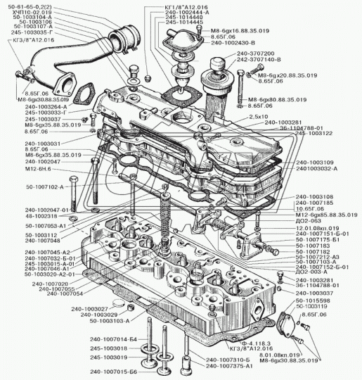 242-3707140-В Бачок ф117; h=180; 1 вых.М10х1,25 в сборе с кроншт.без крышки, эл.факельного подогревателя ММЗ